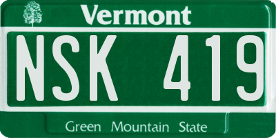 VT license plate NSK419