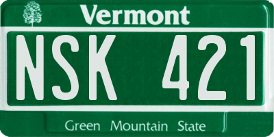 VT license plate NSK421