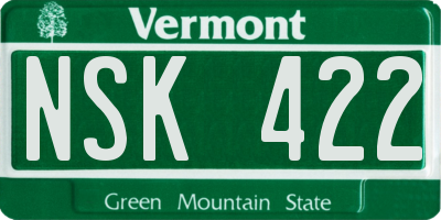 VT license plate NSK422