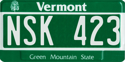 VT license plate NSK423