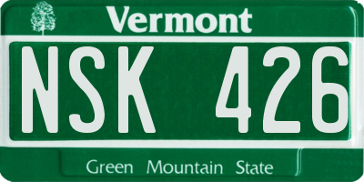 VT license plate NSK426