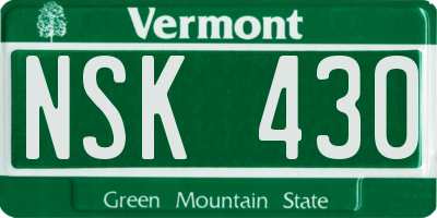 VT license plate NSK430