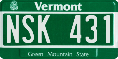 VT license plate NSK431