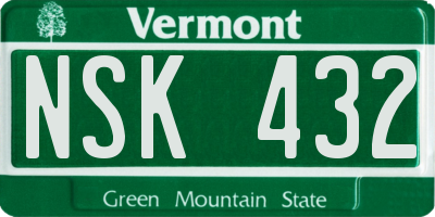 VT license plate NSK432