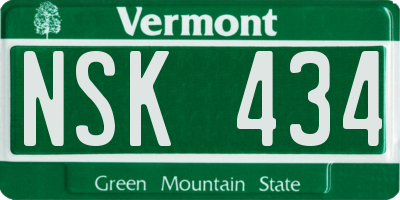 VT license plate NSK434