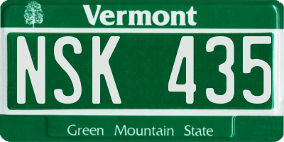 VT license plate NSK435