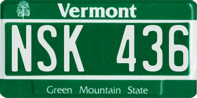 VT license plate NSK436