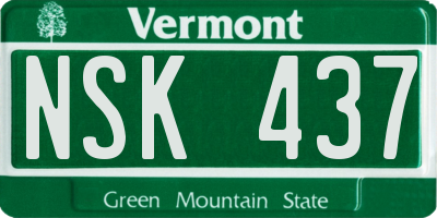 VT license plate NSK437