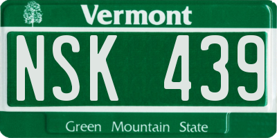 VT license plate NSK439