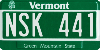 VT license plate NSK441