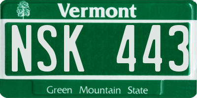 VT license plate NSK443