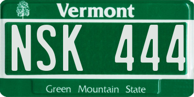 VT license plate NSK444