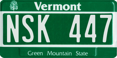VT license plate NSK447
