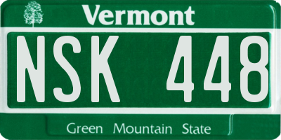 VT license plate NSK448
