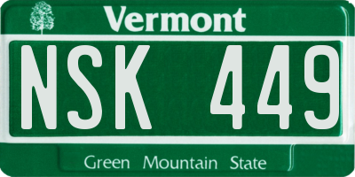 VT license plate NSK449