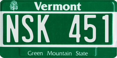 VT license plate NSK451