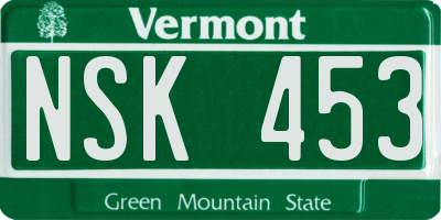 VT license plate NSK453