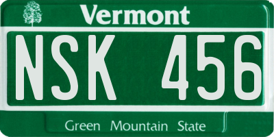 VT license plate NSK456