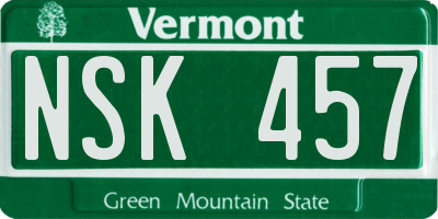 VT license plate NSK457