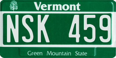 VT license plate NSK459