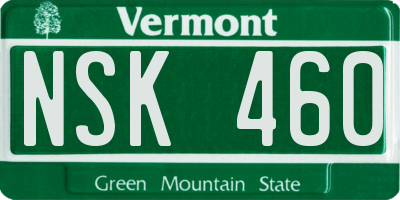 VT license plate NSK460