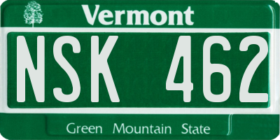 VT license plate NSK462