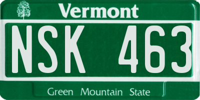 VT license plate NSK463