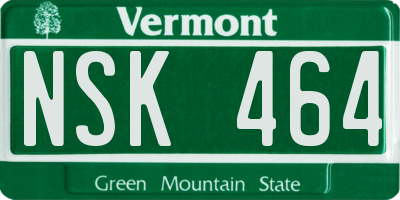 VT license plate NSK464