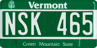 VT license plate NSK465