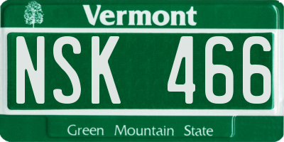 VT license plate NSK466