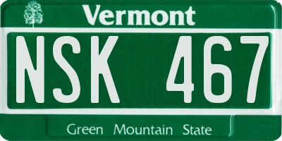 VT license plate NSK467