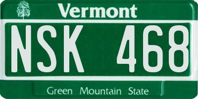 VT license plate NSK468
