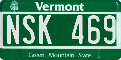 VT license plate NSK469