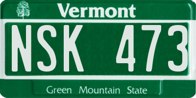 VT license plate NSK473