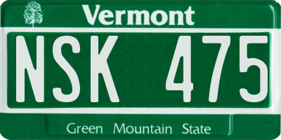 VT license plate NSK475