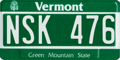 VT license plate NSK476