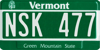 VT license plate NSK477