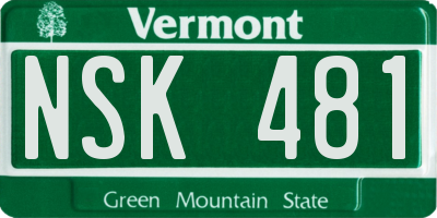 VT license plate NSK481