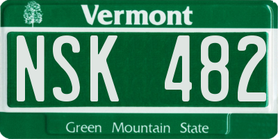 VT license plate NSK482