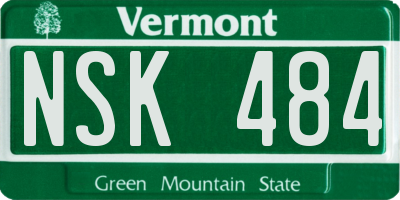 VT license plate NSK484