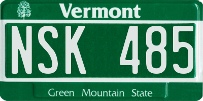 VT license plate NSK485