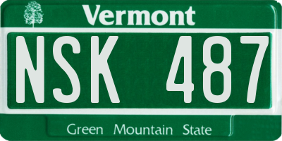 VT license plate NSK487