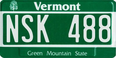 VT license plate NSK488