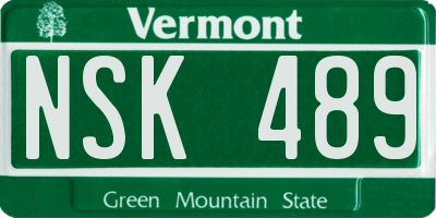 VT license plate NSK489