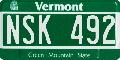 VT license plate NSK492