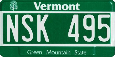 VT license plate NSK495