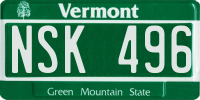 VT license plate NSK496