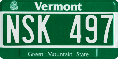 VT license plate NSK497