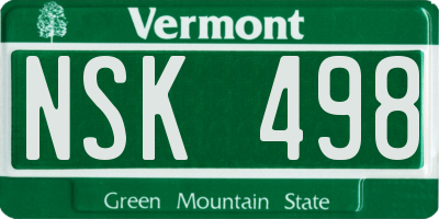 VT license plate NSK498
