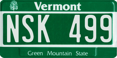 VT license plate NSK499